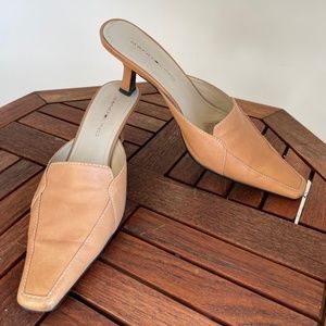 Bandalino Tan Leather Mules - size 6 1/2